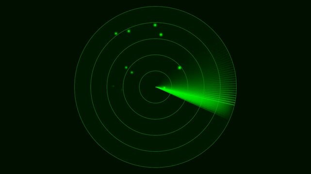 Classic Green Radar Scan: Detecting Targets on Screen Display