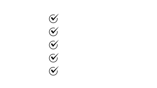 Success, Confirmation, Approval or Verification icon animation. Checkmark or tick Icons Set. Correct Tick Sign Approval Success, right check mark,4k