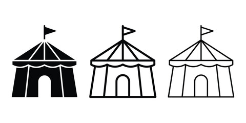 Circus tent flag icon silhouette vector outline and line art © MD