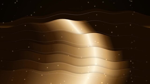Luxury Golden Hour Silk Fabric Waves Background with Elegant Floating Micro Gold Dust