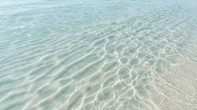 Sunlight reflecting on sand ripples under clear shallow tropical water