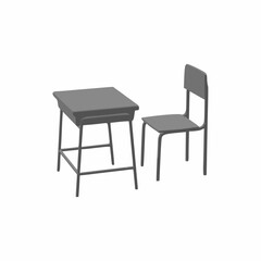Fototapeta premium Simple chair and table furniture set isolated on white background, realistic home furniture illustration, modern minimalist design