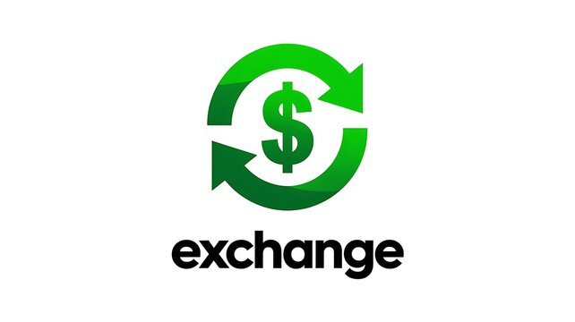Green exchange logo, currency swap icon, money transfer symbol, financial exchange mark