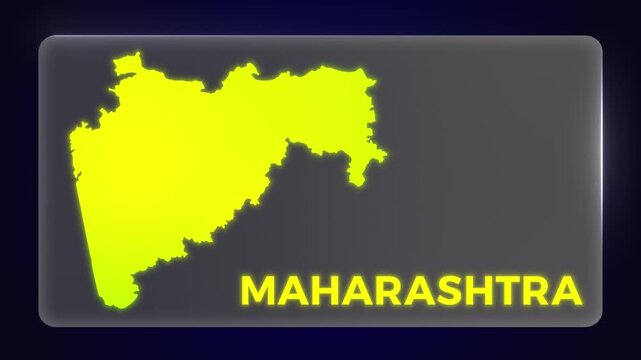 Simple Clean Maharashtra India State Map Intro Modern Template Glow Effect Explainer Documentary Style 4K Video