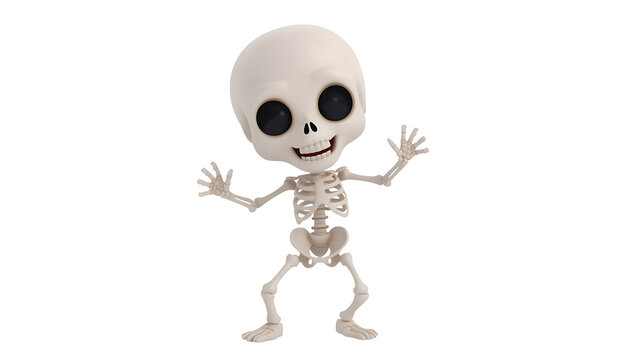 Smiling skeleton cartoon character standing