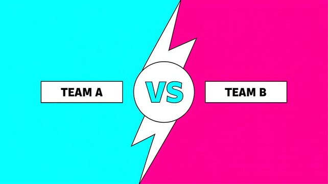 Team competition concept, versus background, sports rivalry template, game day illustration, colorful split screen