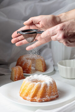 Easter cakes on a white wooden table.