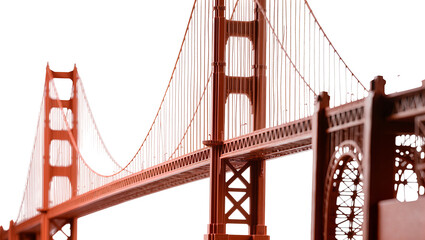 Orange Golden Gate Bridge suspension structure, isolated on transparent background © Mihai