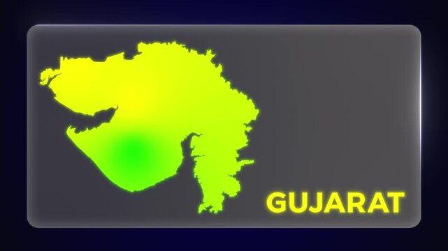Simple Clean Gujarat India State Map Intro Modern Template Glow Effect Explainer Documentary Style 4K Video