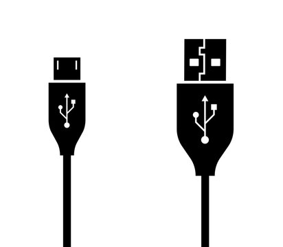 USB Micro USB Connector Icon Set Cable Plug Vector