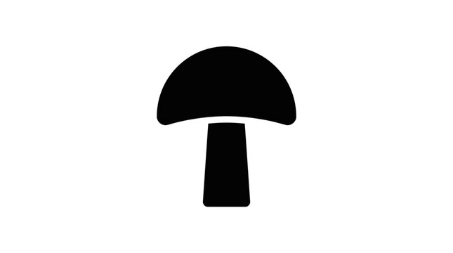 A simple black illustration of a mushroom with a rounded cap and thick stem on a white background.