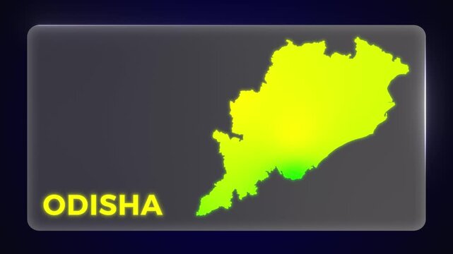 Simple Clean Odisha India State Map Intro Modern Template Glow Effect Explainer Documentary Style 4K Video	

