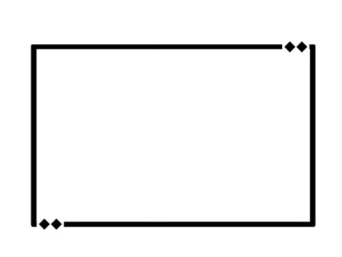 Clean black outline rectangular banner template with decorative diamond corners for digital design projects