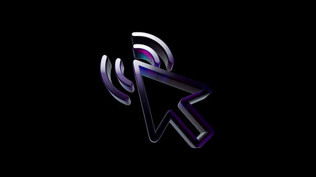 3d glossy computer mouse cursor arrow icon with clicking motion effect on black background 3D Icon
