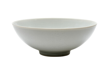 Minimalist light gray ceramic bowl with subtle speckles, isolated on transparent background