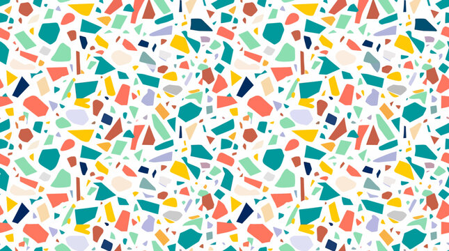 Terrazzo Seamless Pattern with Colorful Stone Chips for Interior and Fashion Surface Design