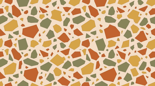 Terrazzo Pattern with Natural Earth Tone Stone Fragments for Elegant Surface Design