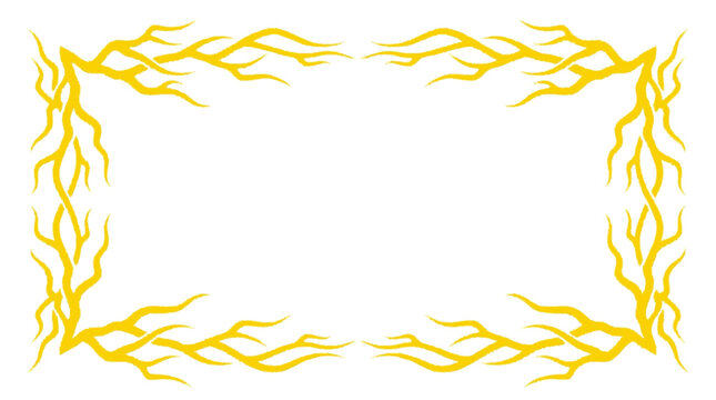Golden yellow graphic L-shaped corner border of stylized gnarled branc