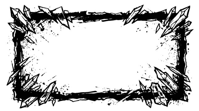 High-contrast black graphic illustration of an open L-shaped frame cra