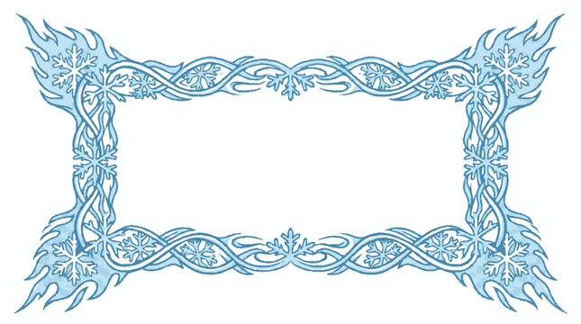 Light blue graphic open L-shaped decorative border of stylized ice fla