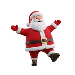 Fototapeta premium Jolly santa claus figure in festive holiday pose with arms outstretched and cheerful expression