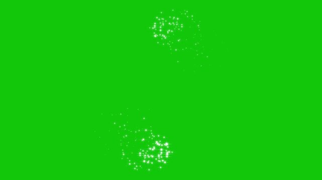 4K 2D glitter star sparkle animation, magic line dust, pixie dust path, cartoon glitter, White stars and bokeh lights sparkle effect background chroma key green screen background footage
