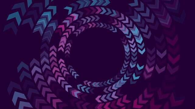 Bright blue purple minimal circular arrows elements abstract geometric background. Technology motion design. Seamless loop. Video animation Ultra HD 4K 3840x2160