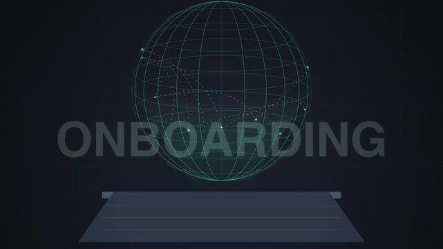 Onboarding process with virtual interface, employee training, hiring workflow, and corporate management platform for new business identity.