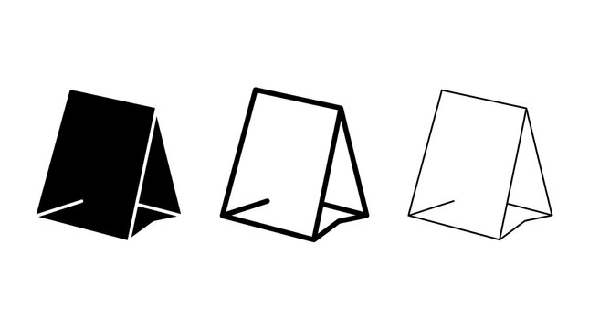 Silhouette, outline, and wireframe tent card designs for display and branding