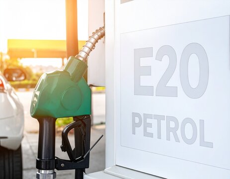 Indian fuel station dispensing E20 ethanol blended petrol
