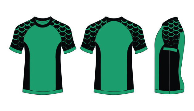 Green Dragon Scale Pattern Sports Jersey Vector Template