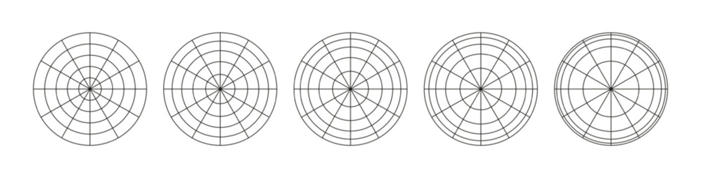 Geometric polar guide with circular grid and mandala-inspired structure PNG. Technical vector template for radar visualization, wireframes and infographic elements.