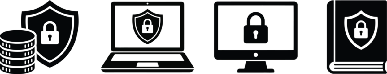 Cyber security and data protection black icon set © Md. Rakib