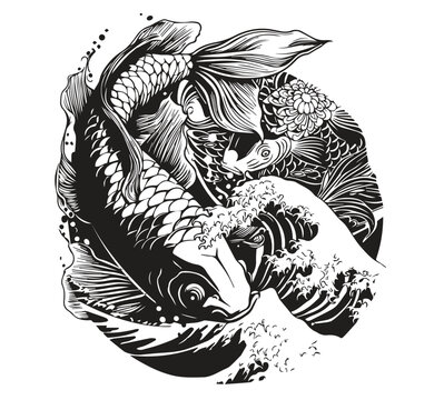 vector tatto koi fish