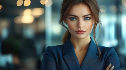 Obraz premium Brunette woman, female businesswoman, professional executive manager and entrepreneur in corporate business office workplace