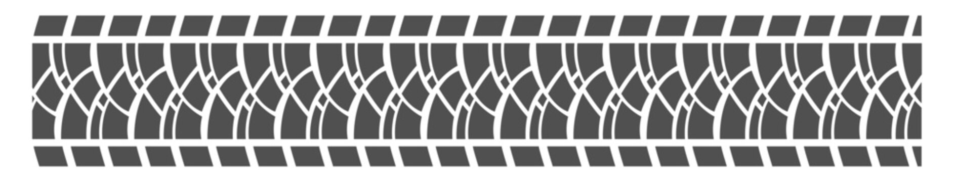Black tire tread pattern with crossover lines on white background.