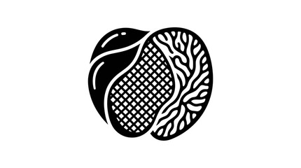 Naklejka premium Abstract Black and White Stylized Orange Slice Icon