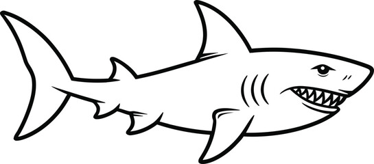 Naklejka premium Shark silhouette illustration, marine predator vector art, ocean animal drawing, cartoon fierce fish graphic design