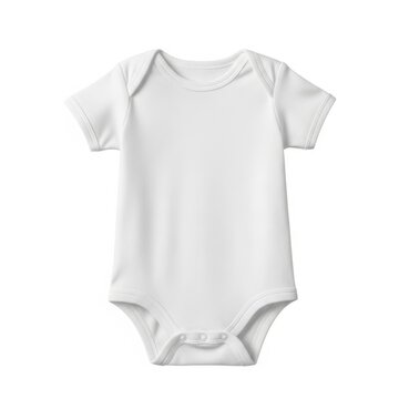 A simple white short-sleeve baby onesie with practical armholes and rounded neckline.