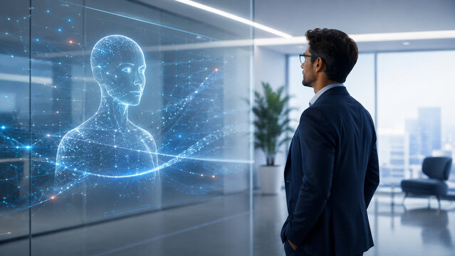 Human and AI collaboration concept