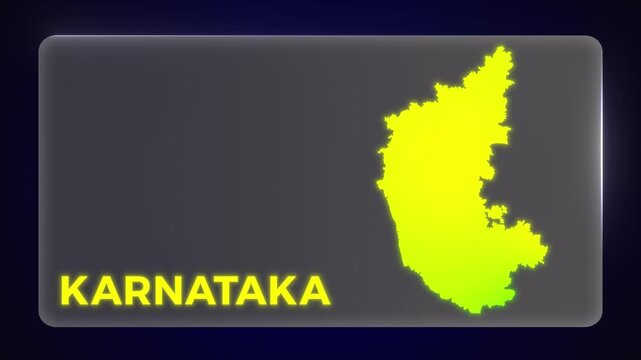 Simple Clean Karnataka India State Map Intro Modern Template Glow Effect Explainer Documentary Style 4K Video