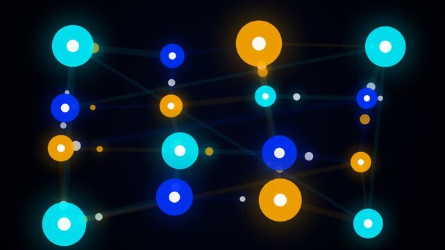 Abstract digital network connection with glowing colorful nodes