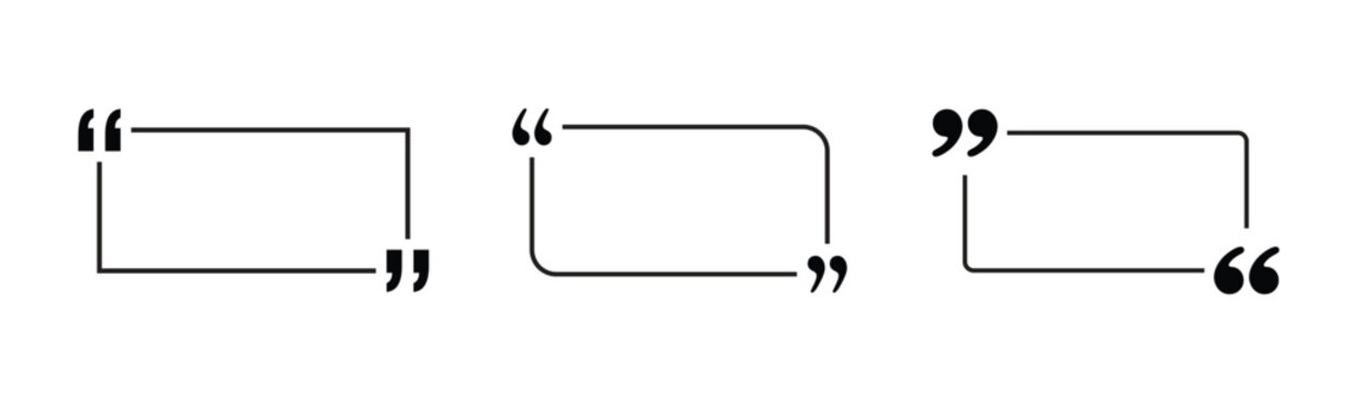 Quote Box Frame Icons Vector Set for Testimonials Reviews and Quotes