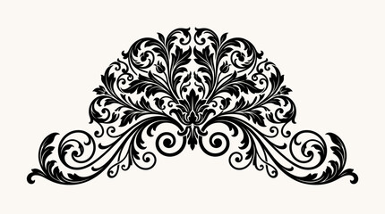 Ornate black floral design element. © nesa
