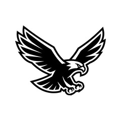 Fototapeta premium Eagle mascot vector flying for sports team emblem.