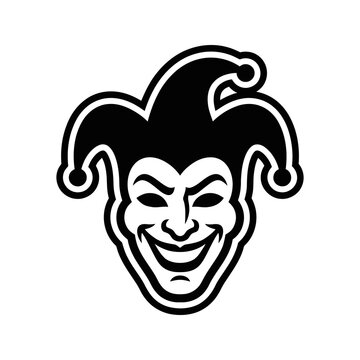 Joker clown face symbol smile crazy mask icon head.