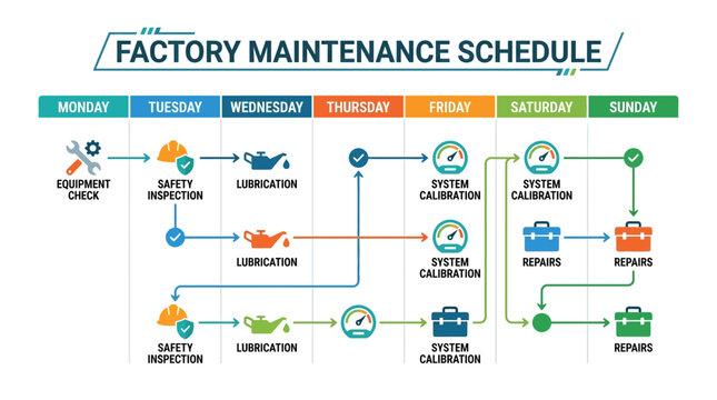 Factory Maintenance Schedule Flow Chart Diagram.