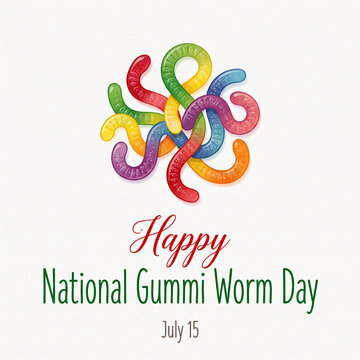 Colorful gummy worms arrangement for national gummi worm day poster