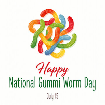 Pile of colorful gummy worms celebrating national gummi worm day