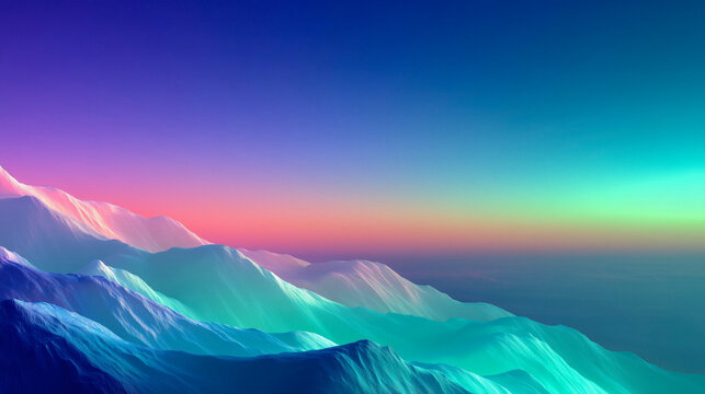 Colorful abstract mountain landscape with vibrant gradient